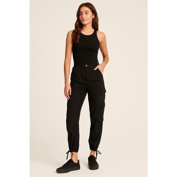 Unbranded Cargo Jogger Pants Utility Streetwear Black XS - Picture 1 of 4